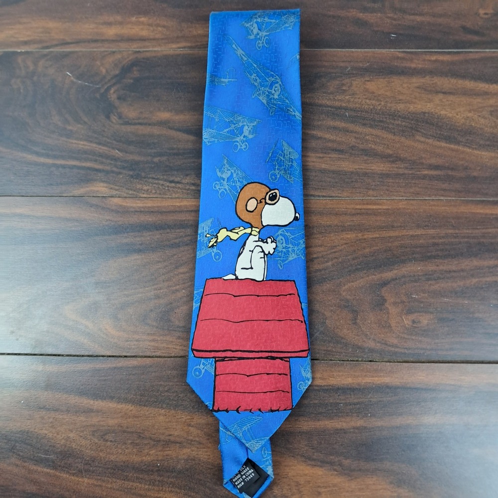Peanuts Snoopy Flying Ace RedBaron 50th Anniversary Silk Necktie Cartoon Novelty